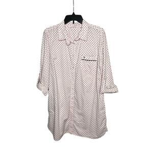 Victoria's Secret Pink & Black Polka Dot Button Up Y2K Vibe Sleep Shirt Large